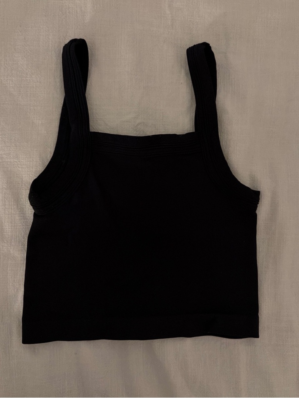 Urban Outfitters Black Ribbed Square-Neck Tank Top